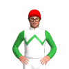 WHITE, GREEN ZIGZAG CHEVRON, GREEN SLEEVES, Red cap