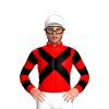 RED, BLACK CROSSED SASHES,RED SLEEVES, BLACK HOOPS, White cap