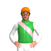 GREEN, LIGHT PINK RIGHT SASH, WHITE SLEEVES, Orange cap