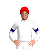 WHITE, NAVY BLUE ARMBANDS, Red cap