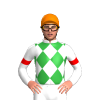 WHITE, GREEN DIAMONDS, RED ARMBAND, Orange cap