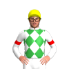 WHITE, GREEN DIAMONDS, RED ARMBAND, Yellow cap