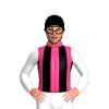 MEDIUM PINK, BLACK STRIPES,WHITE SLEEVES, Black cap