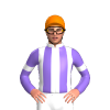 WHITE, MEDIUM PURPLE STRIPES, MEDIUM PURPLE SLEEVES, WHITE ARMBANDS, Orange cap