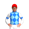 BLUE, SKY BLUE DIAMOND CHECKS, WHITE SLEEVES, BLUE ARMBANDS, Red cap