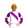 WHITE, PURPLE RIGHT SASH, SLEEVES, WHITE ARMBAND, Orange cap