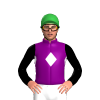 PURPLE, WHITE DIAMOND BAND, BLACK SLEEVES, WHITE DIAMOND, Green cap