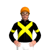 BLACK, YELLOW CROSSED SASH, ARMBAND, Orange cap