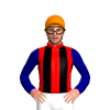 RED,BLACK STRIPES,NAVY BLUE SLEEVES, Orange cap