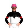 BLACK, WHITE HALVED,BLACK DIAMOND BAND, RED ARMBANDS, Pink cap