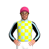 LIGHT BLUE, YELLOW CHECKS ,BLACK SLEEVES, LIGHT BLUE STRIPE, Pink cap