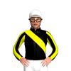 BLACK, YELLOW RIGHT SASH, STRIPED SLEEVES, White cap