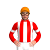 WHITE, RED STRIPES, SLEEVES, WHITE ARMBANDS, RED COLLAR, Orange cap