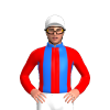 RED,BLUE STRIPES,COLLAR, White cap