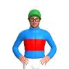 DODGER BLUE, RED BAND, Green cap