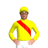 YELLOW, RED RIGHT SASH, Yellow cap