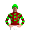 Maroon, Lime Shamrocks And Hooped Sleeves, Lime Cap