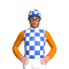 White, Royal Blue Checks, Orange Sleeves, Royal Blue And White Checked Cap