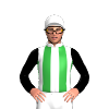White, Green Stripes, Black Sleeves And Black Cap