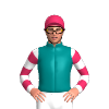 Teal, Cerise And White Hooped Sleeves, Cerise Cap