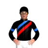 BLACK, BLUE, BLACK , RED RAYS, BLACK SLEEVESS, BLUE ARMBANDS