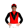 RED, BLACK VEE, SLEEVES, CAP, RED STRIPES