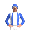 WHITE,ROYAL BLUE BRACES,SLEEVES,CAP,WHITE PEAK