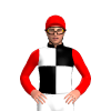 WHITE, BLACK QUARTERS, COLLAR,RED SLEEVES, CAP