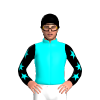 AQUA, BLACK SLEEVES, AQUA STARS, BLACK CAP