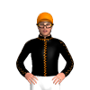 BLACK, ORANGE SEAMS, BLACK SLEEVES, ORANGE SEAMS, CAP
