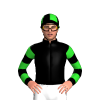 Black, Lime Green Diamond, Hooped Sleeves, Quartered Cap