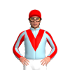 Light Blue, Red V, Striped Sleeves, Red Cap