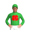 Green, Red Four Leaf Clover