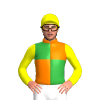Orange And Green Quarters, Yellow Sleeves And Cap