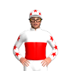 White, Red Halves, Stars Sleeves And Cap