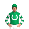 Emerald Green, White Horseshoe, Hooped Sleeves, White Pom Pom