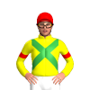 Yellow, Green Crossed Sashes, Red Armbands And Cap
