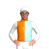 Orange And Pale Blue Vertical Halves, White Sleeves And Cap