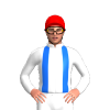 White, Blue Braces, Red Cap