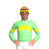Pale Green, Yellow Chevron And Armbands, Yellow Cap, Purple Hoops