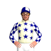 Cream, Navy Blue Stars, Navy Blue And White Checked Sleeves, Navy Blue And Cream Quartered Cap
