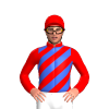 Red, Royal Blue Diagonal Stripes, Red Sleeves And Cap