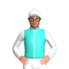 Turquoise, White Seams, White And Turquoise Seams Sleeves And Cap, White Pom Pom