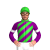 Lime Green, Purple Diagonal Stripes And Sleeves, White Armbands, Lime Green Cap, Purple Seams