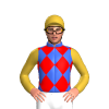 Royal Blue, Red Diamonds, Gold Sleeves And Cap