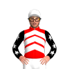 Red, White Chevrons, Black Sleeves With White Stars And Cap