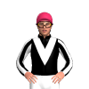 Black, White Vee, Striped Sleeves, Cerise Cap