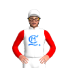 White, Blue Clear Mountain Stud Logo, Red Sleeves With Blue Logo, White Cap With Blue Logo