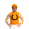 Fluro Orange, Black Horseshoe And Sleeves White Checks, Fluro Orange Cap