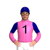 Hot Pink, One Syndications Logos, Navy Blue Diagonal Halved Sleeves, Navy Blue Cap, Gold Seams